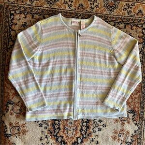 Liz Claiborne Russ Pastel Striped Zip Cardigan